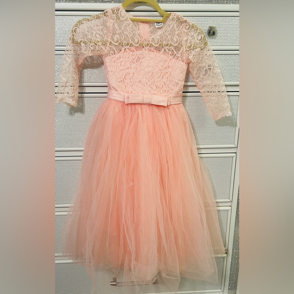 Other - Flower Girl Lace Bridesmaid Dress 3/4 Sleeves Pageant Ball Gowns Princess EUC